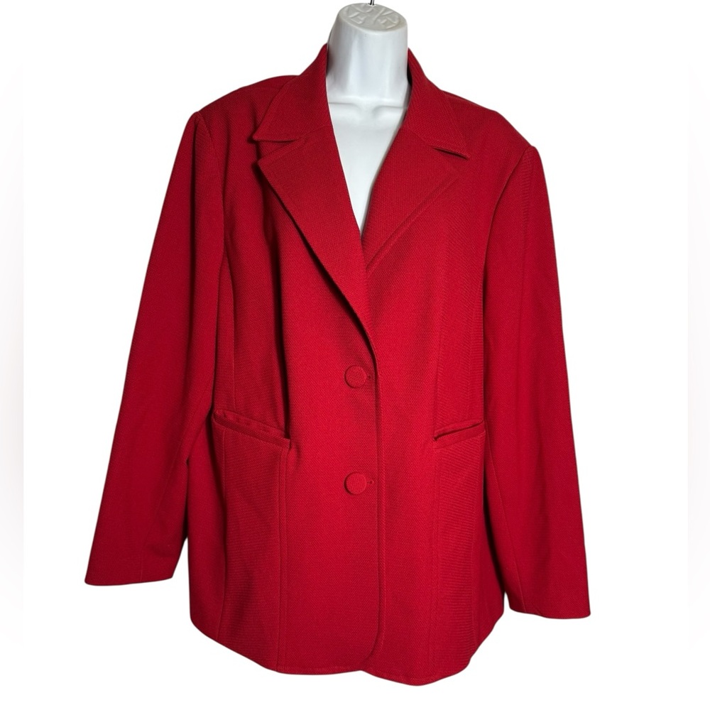 Coldwater Creek Blazer Size 20 -Size 22 Bright‎ Red Solid Jacket with pockets ❤️